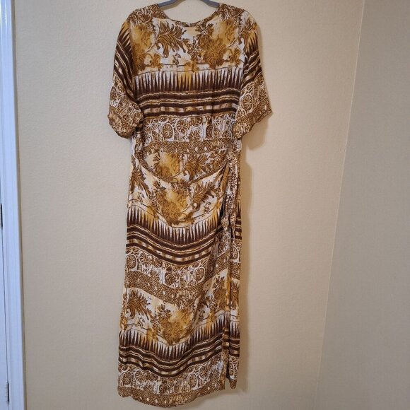 Avenue Womens Boho Floral Print Dress Size 16 Tall Retro Hawaii Tropical - Picture 1 of 11